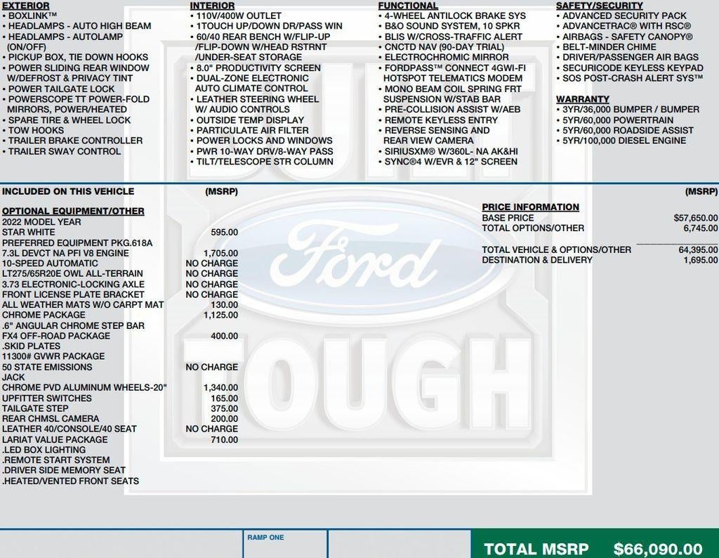 2022 Ford Super Duty F-350 SRW LARIAT 4WD Crew Cab 6.75' Box