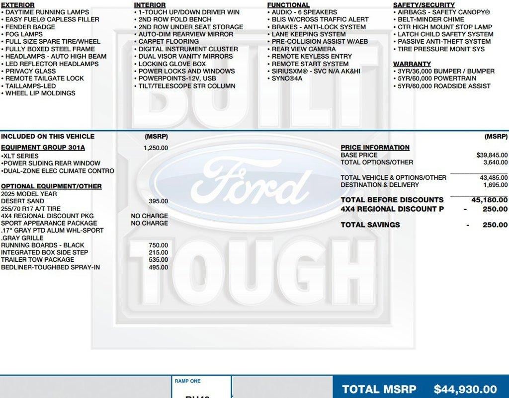 2025 Ford Ranger XLT 4WD SuperCrew 5' Box