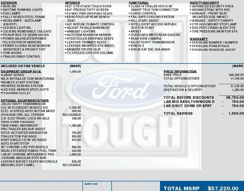 2017 Ford F-150 Lariat 4WD SuperCrew 5.5' Box