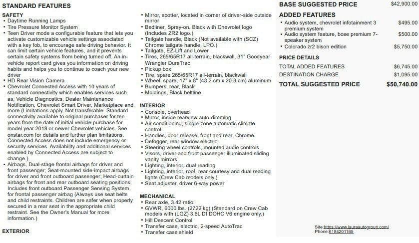 2019 Chevrolet Colorado Crew Cab Short Box 4-Wheel Drive ZR2