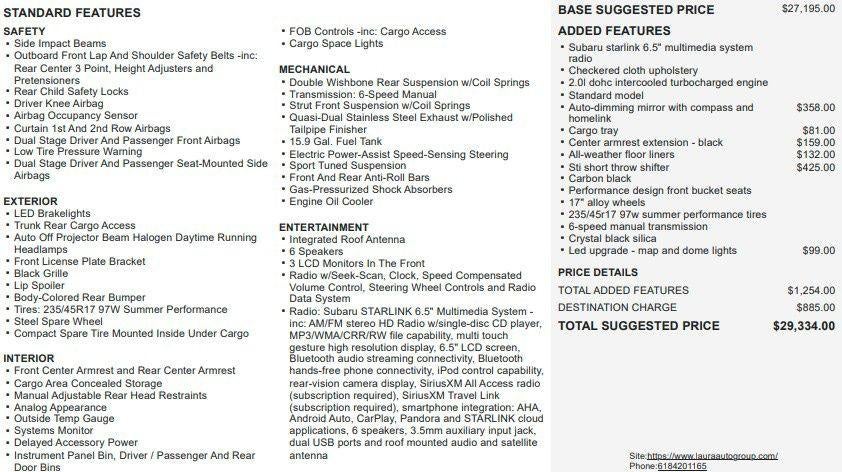 2019 Subaru WRX Manual