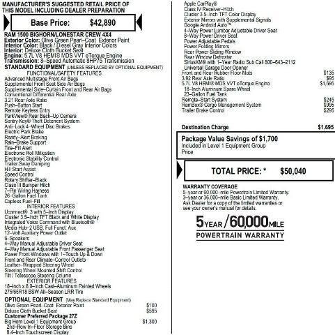 2020 RAM 1500 Big Horn 4x4 Crew Cab 5'7" Box