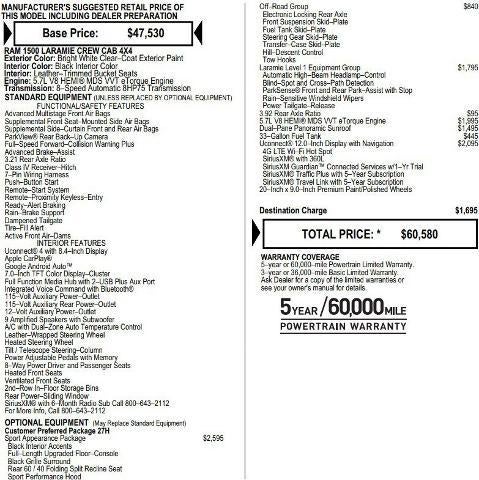 2021 RAM 1500 Laramie Crew Cab 4x4 5'7' Box