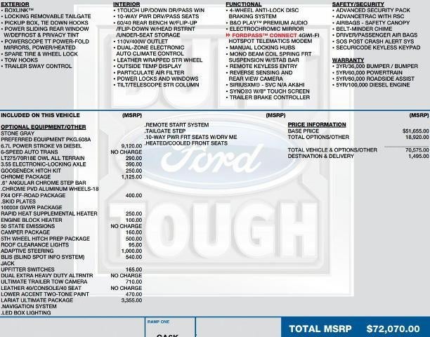 2019 Ford Super Duty F-250 Srw LARIAT 4WD Crew Cab 6.75' Box