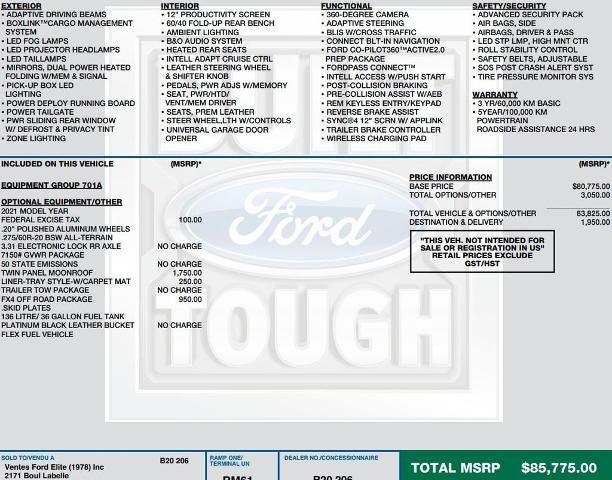 2021 Ford F-150 Platinum 4WD SuperCrew 5.5' Box