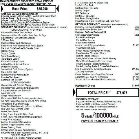 2020 RAM 3500 Laramie Mega Cab 4x4 6'4' Box