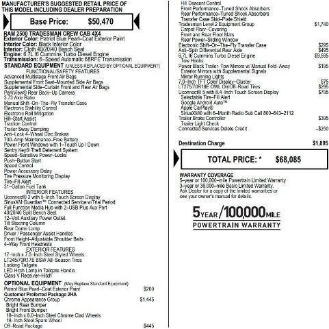 2022 RAM 2500 Tradesman 4x4 Crew Cab 6'4" Box