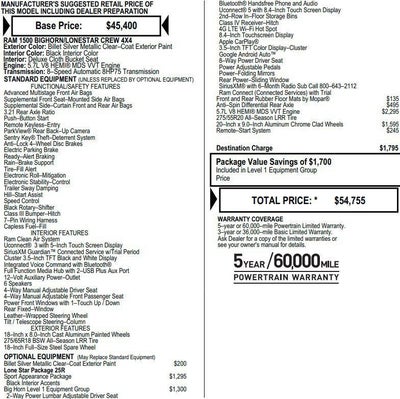 2022 RAM 1500 Lone Star Crew Cab 4x4 5'7" Box