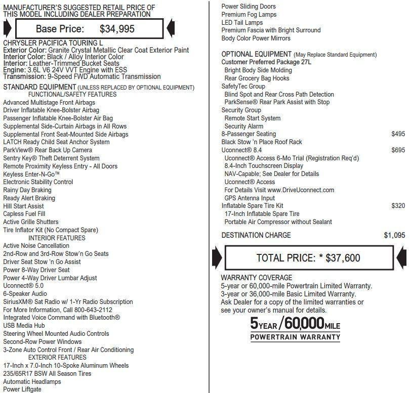 2017 Chrysler Pacifica Touring-L