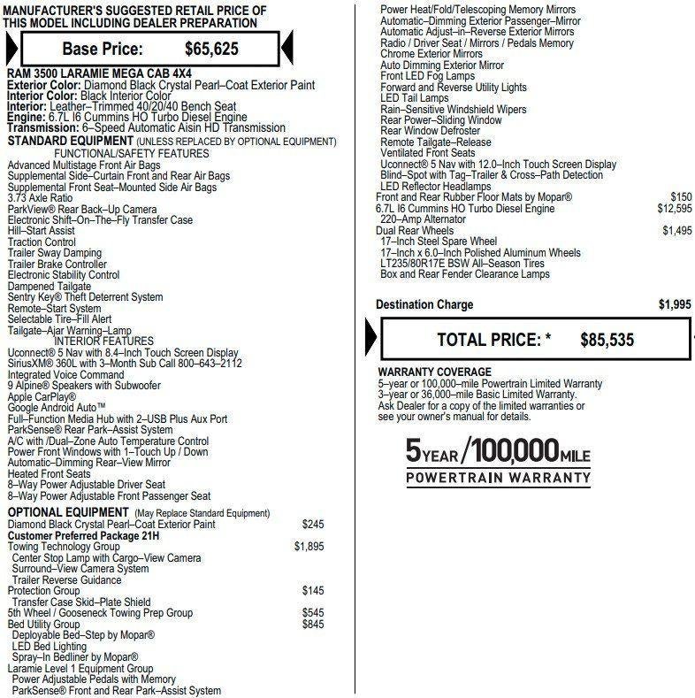 2024 RAM 3500 Laramie Mega Cab 4x4 6'4" Box