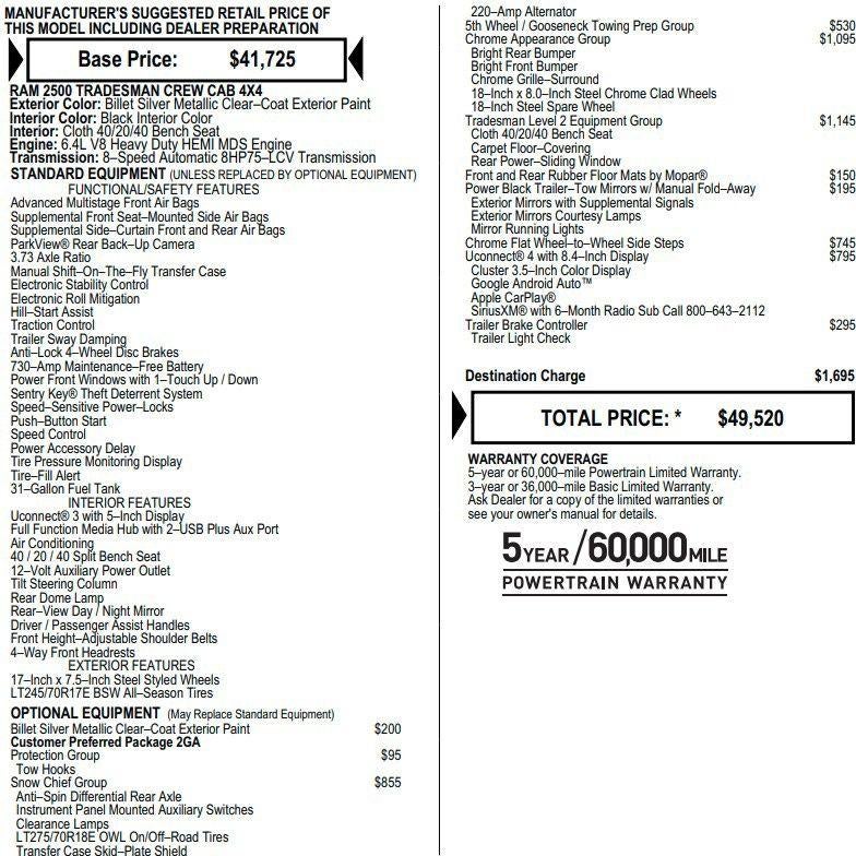 2021 RAM 2500 Tradesman Crew Cab 4x4 6'4" Box