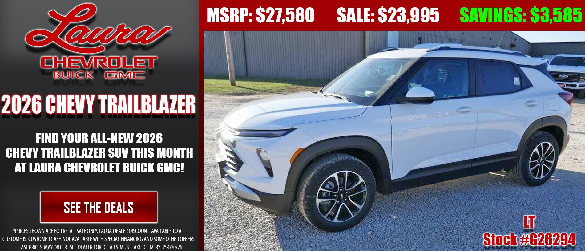 Search new Chevrolet Trailblazer SUVs at Laura