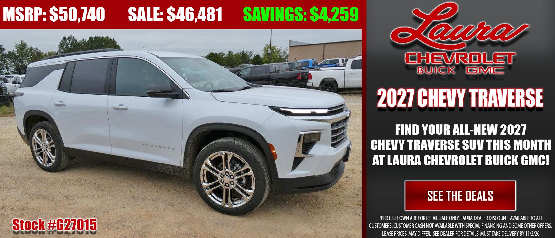 Browse new Chevrolet Traverse SUVs at Laura