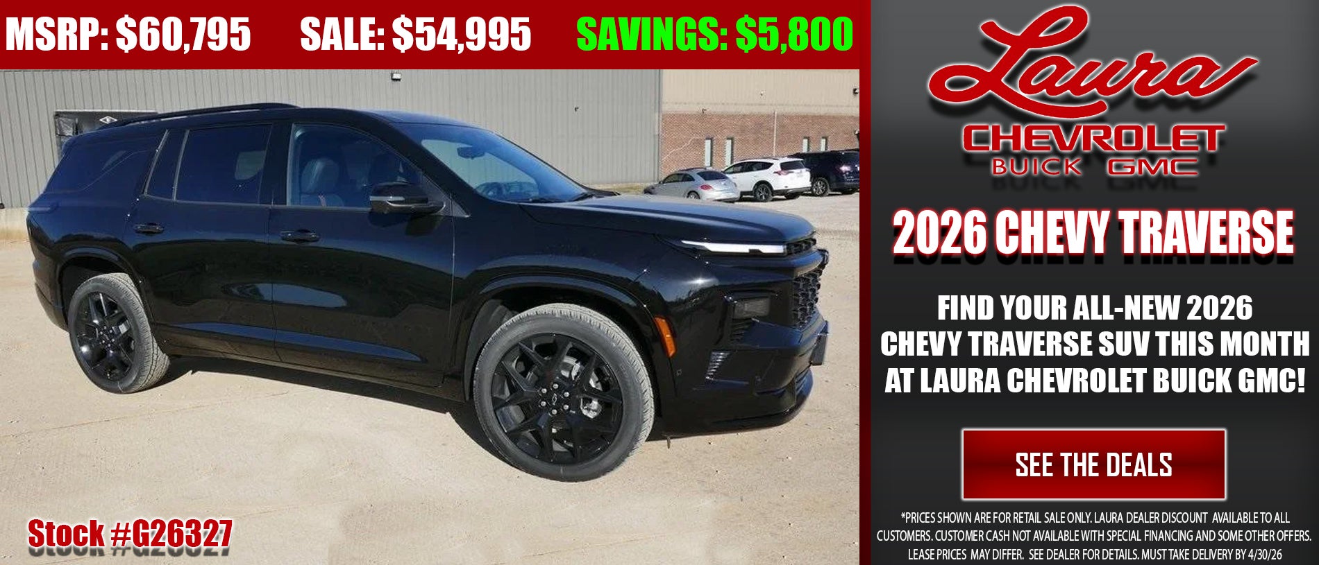 Browse new Chevrolet Traverse SUVs at Laura