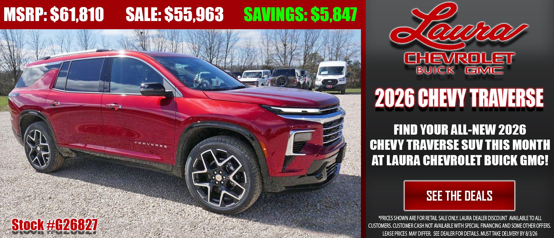 Browse new Chevrolet Traverse SUVs at Laura