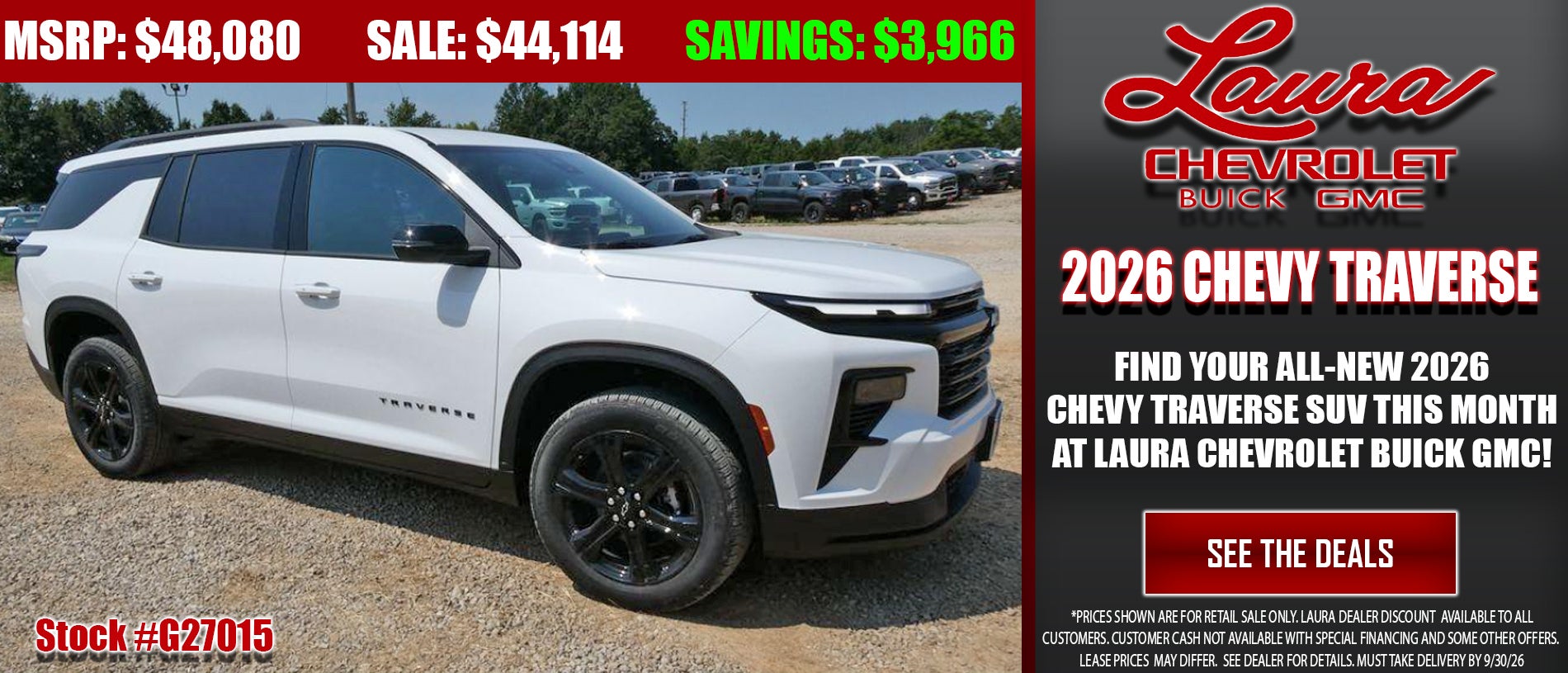 Browse new Chevrolet Traverse SUVs at Laura